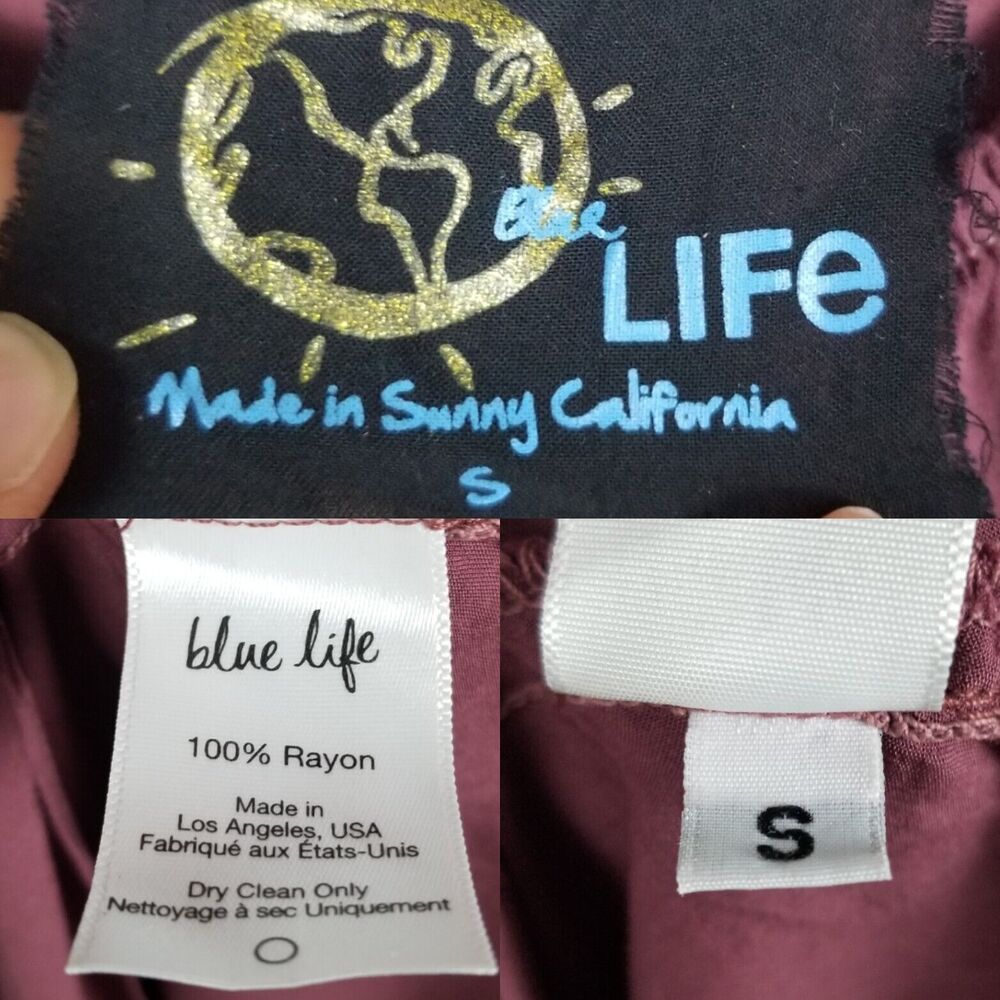 Revolve Blue Life Maroon Tie-Dyed Distressed Ruffle Rayon Maxi Dress Size Small - Picture 14 of 15